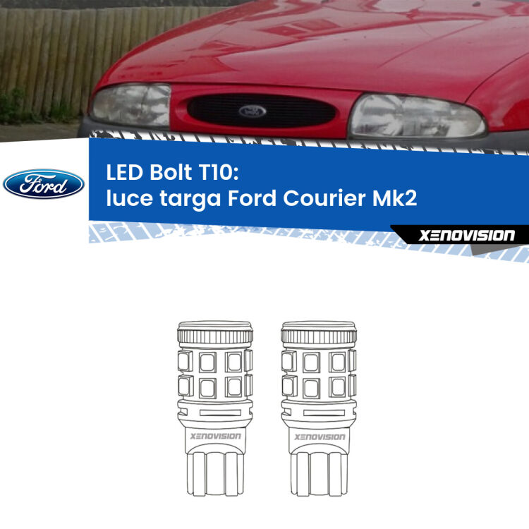 <strong>Luce Targa LED per Ford Courier</strong> Mk2 1996 - 2003. Coppia lampade <strong>T10</strong> modello Bolt canbus.