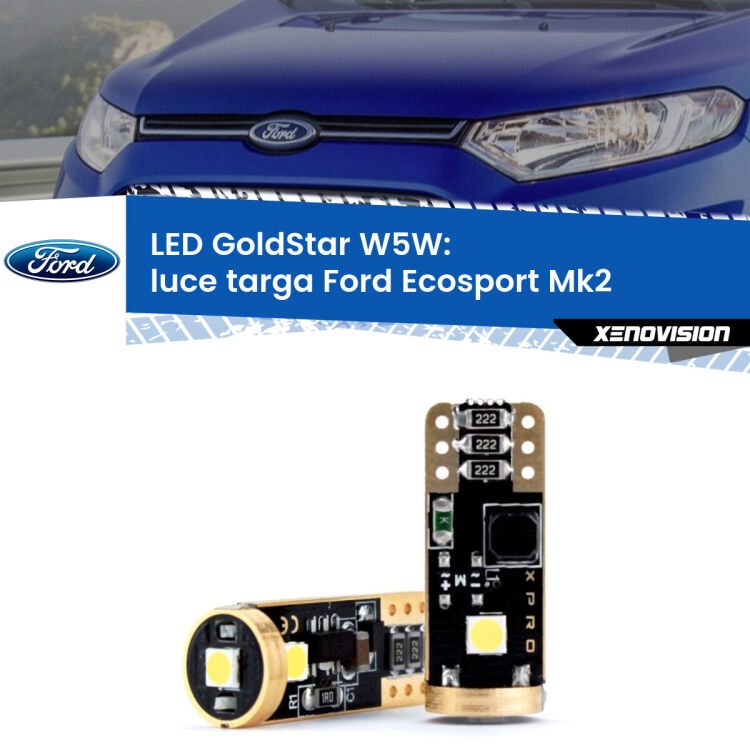 <strong>Luce Targa LED Ford Ecosport</strong> Mk2 2012 - 2016: ottima luminosità a 360 gradi. Si inseriscono ovunque. Canbus, Top Quality.