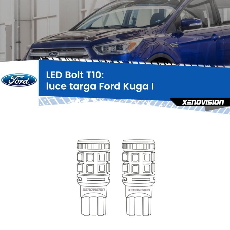 <strong>Luce Targa LED per Ford Kuga I</strong>  2008 - 2012. Coppia lampade <strong>T10</strong> modello Bolt canbus.