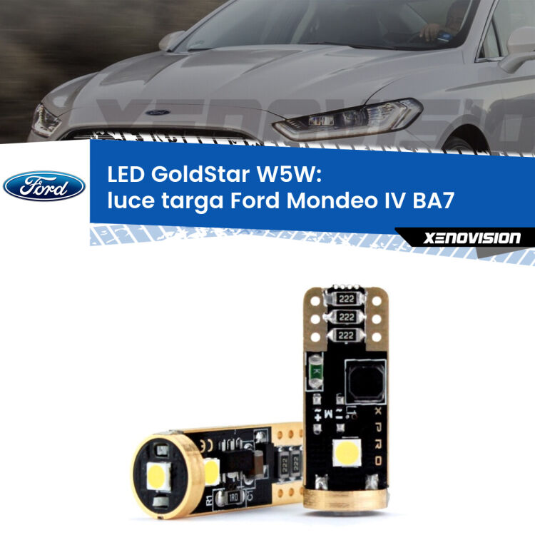 <strong>Luce Targa LED Ford Mondeo IV</strong> BA7 2007 - 2015: ottima luminosità a 360 gradi. Si inseriscono ovunque. Canbus, Top Quality.