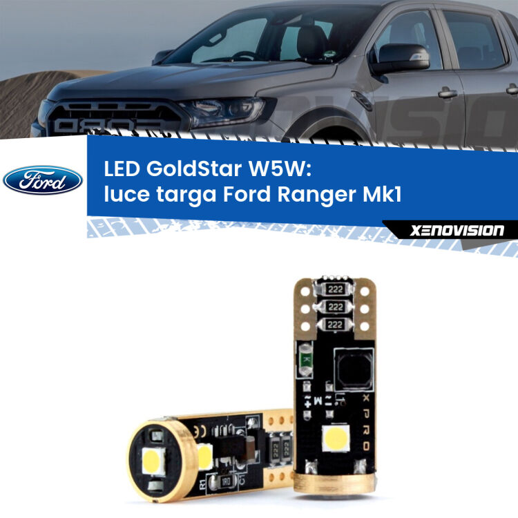 <strong>Luce Targa LED Ford Ranger</strong> Mk1 2005 - 2006: ottima luminosità a 360 gradi. Si inseriscono ovunque. Canbus, Top Quality.