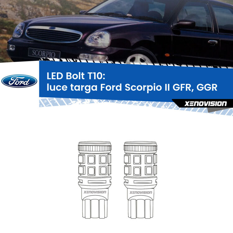 <strong>Luce Targa LED per Ford Scorpio II</strong> GFR, GGR 1994 - 1998. Coppia lampade <strong>T10</strong> modello Bolt canbus.