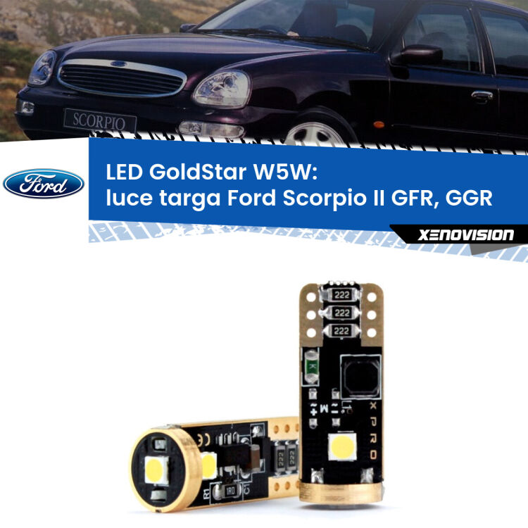 <strong>Luce Targa LED Ford Scorpio II</strong> GFR, GGR 1994 - 1998: ottima luminosità a 360 gradi. Si inseriscono ovunque. Canbus, Top Quality.