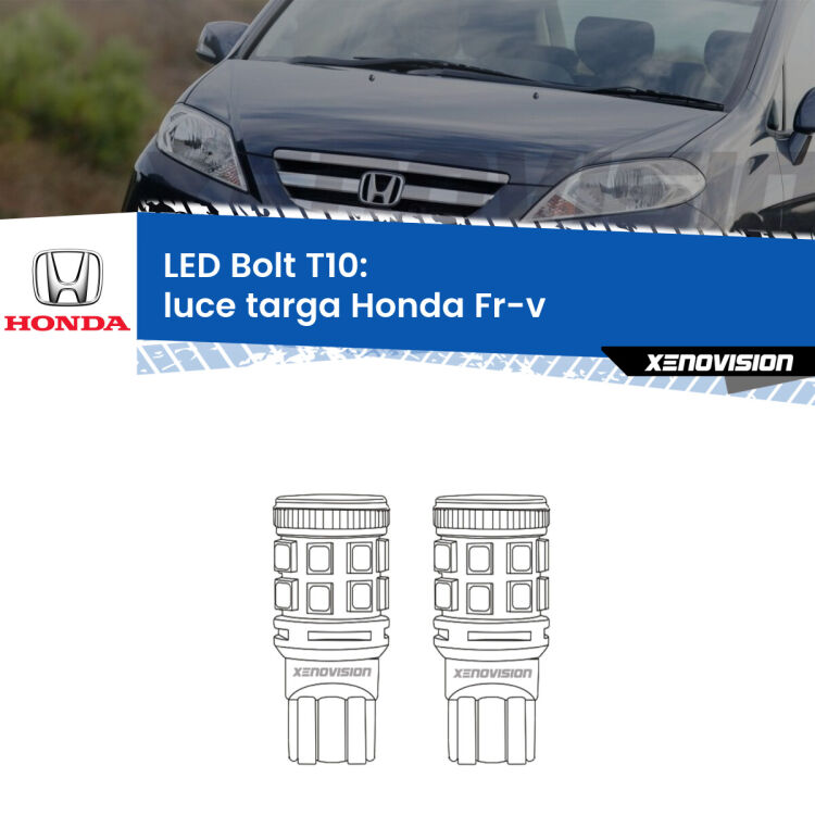 <strong>Luce Targa LED per Honda Fr-v</strong>  2004 - 2009. Coppia lampade <strong>T10</strong> modello Bolt canbus.