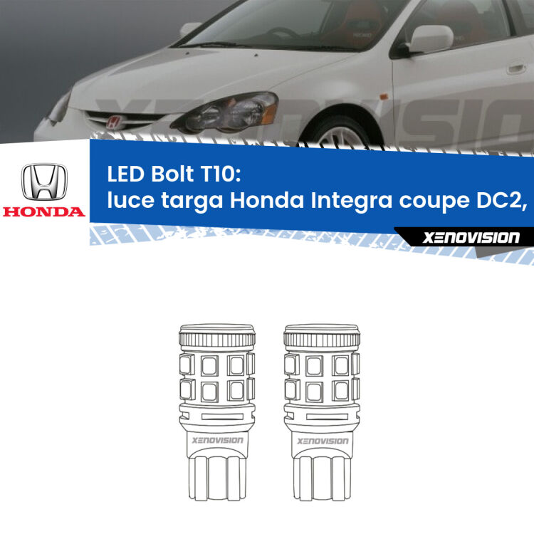 <strong>Luce Targa LED per Honda Integra coupe</strong> DC2, DC4 1997 - 2001. Coppia lampade <strong>T10</strong> modello Bolt canbus.