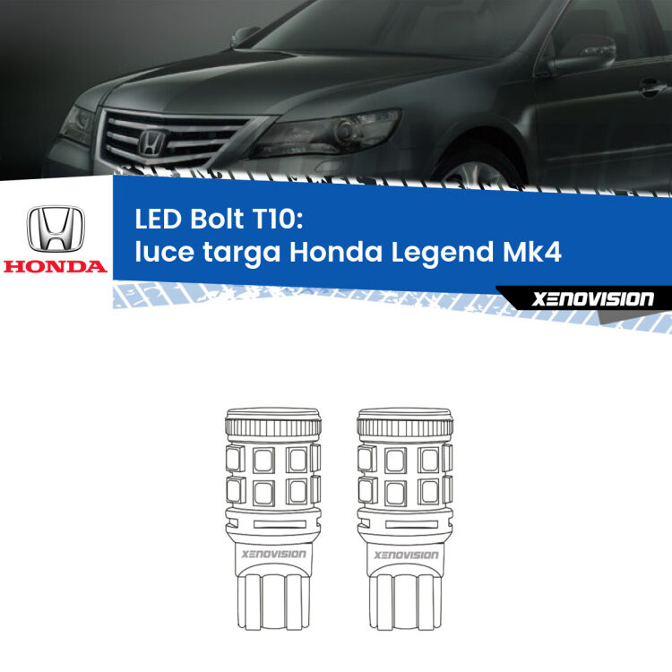 <strong>Luce Targa LED per Honda Legend</strong> Mk4 2006 - 2013. Coppia lampade <strong>T10</strong> modello Bolt canbus.