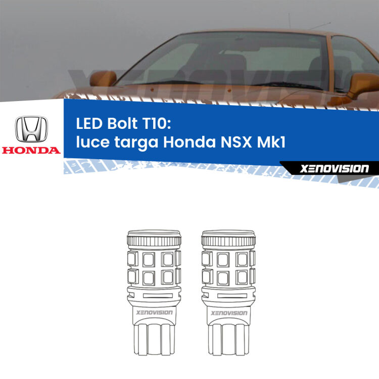 <strong>Luce Targa LED per Honda NSX</strong> Mk1 1990 - 2005. Coppia lampade <strong>T10</strong> modello Bolt canbus.