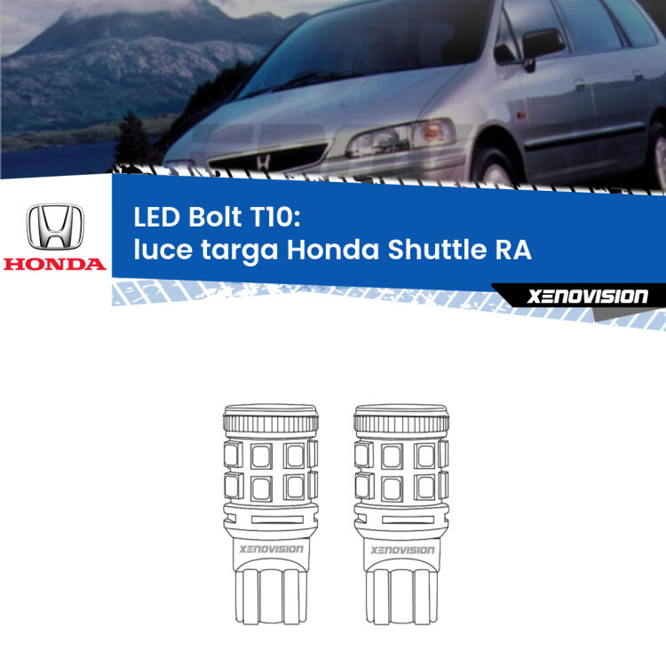 <strong>Luce Targa LED per Honda Shuttle</strong> RA 1994 - 2004. Coppia lampade <strong>T10</strong> modello Bolt canbus.