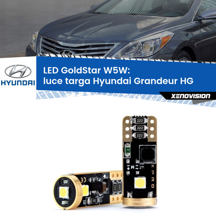 <strong>Luce Targa LED Hyundai Grandeur</strong> HG 2011 - 2016: ottima luminosità a 360 gradi. Si inseriscono ovunque. Canbus, Top Quality.