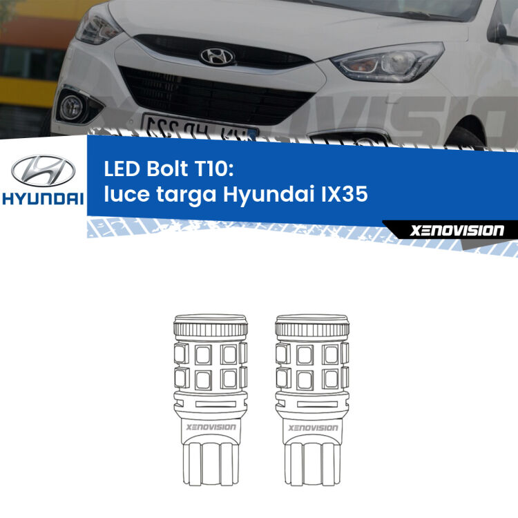 <strong>Luce Targa LED per Hyundai IX35</strong>  2009 - 2015. Coppia lampade <strong>T10</strong> modello Bolt canbus.