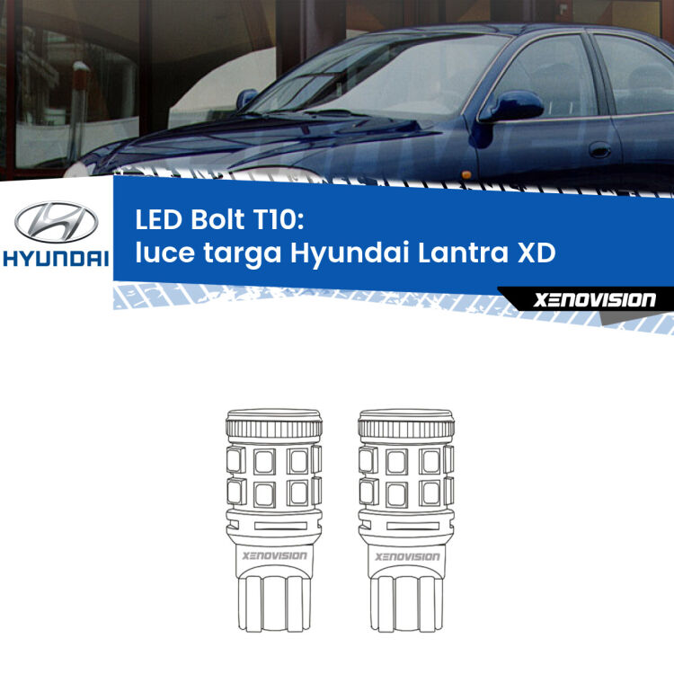 <strong>Luce Targa LED per Hyundai Lantra</strong> XD 2000 - 2003. Coppia lampade <strong>T10</strong> modello Bolt canbus.