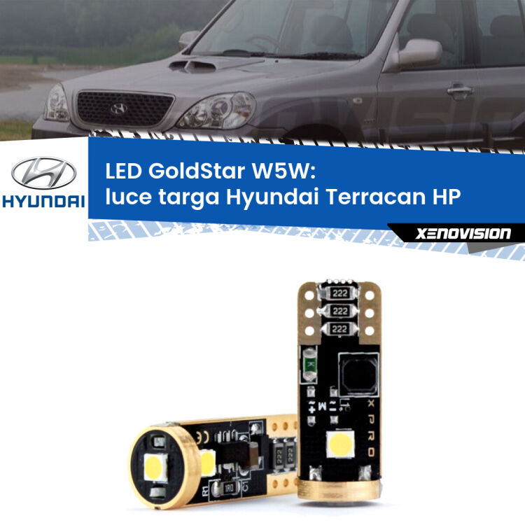 <strong>Luce Targa LED Hyundai Terracan</strong> HP 2001 - 2006: ottima luminosità a 360 gradi. Si inseriscono ovunque. Canbus, Top Quality.