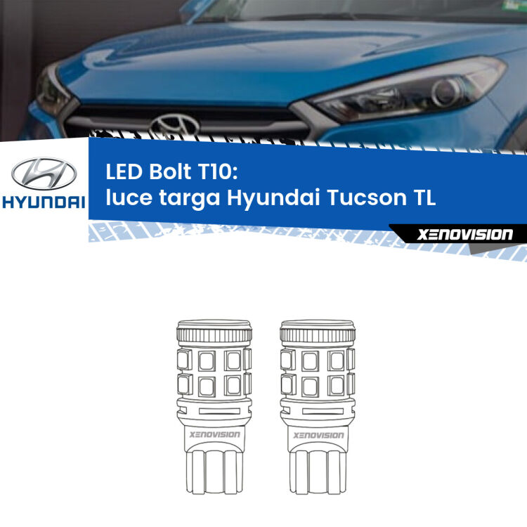 <strong>Luce Targa LED per Hyundai Tucson</strong> TL 2015 - 2021. Coppia lampade <strong>T10</strong> modello Bolt canbus.