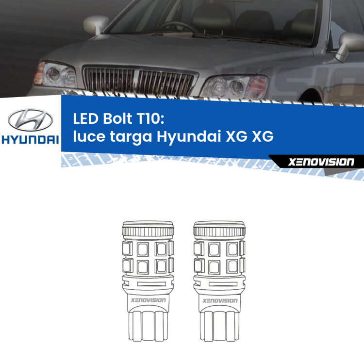 <strong>Luce Targa LED per Hyundai XG</strong> XG 1998 - 2005. Coppia lampade <strong>T10</strong> modello Bolt canbus.