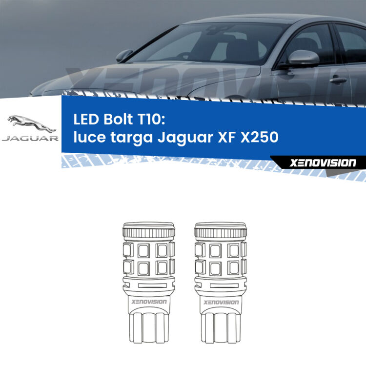 <strong>Luce Targa LED per Jaguar XF</strong> X250 2007 - 2015. Coppia lampade <strong>T10</strong> modello Bolt canbus.