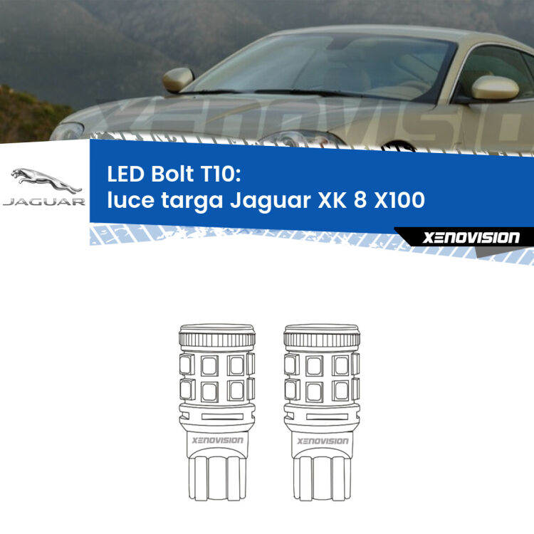 <strong>Luce Targa LED per Jaguar XK 8</strong> X100 1996 - 2005. Coppia lampade <strong>T10</strong> modello Bolt canbus.