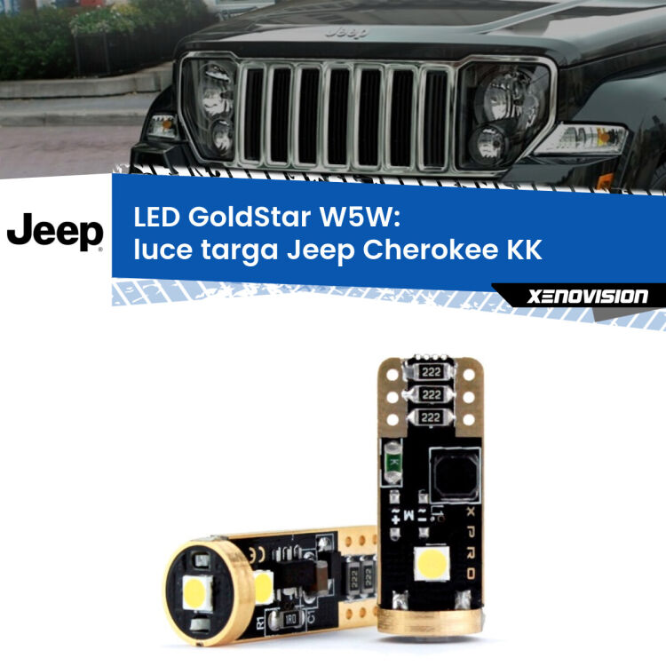 <strong>Luce Targa LED Jeep Cherokee</strong> KK 2008 - 2013: ottima luminosità a 360 gradi. Si inseriscono ovunque. Canbus, Top Quality.