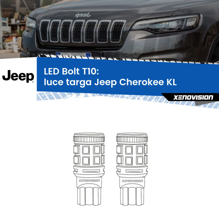 <strong>Luce Targa LED per Jeep Cherokee</strong> KL 2014 in poi. Coppia lampade <strong>T10</strong> modello Bolt canbus.