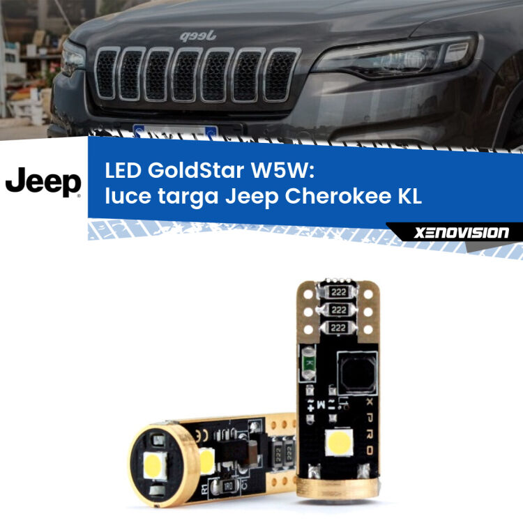 <strong>Luce Targa LED Jeep Cherokee</strong> KL 2014 in poi: ottima luminosità a 360 gradi. Si inseriscono ovunque. Canbus, Top Quality.