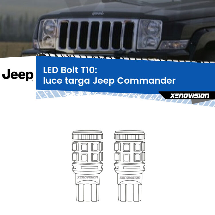 <strong>Luce Targa LED per Jeep Commander</strong>  2005 - 2010. Coppia lampade <strong>T10</strong> modello Bolt canbus.