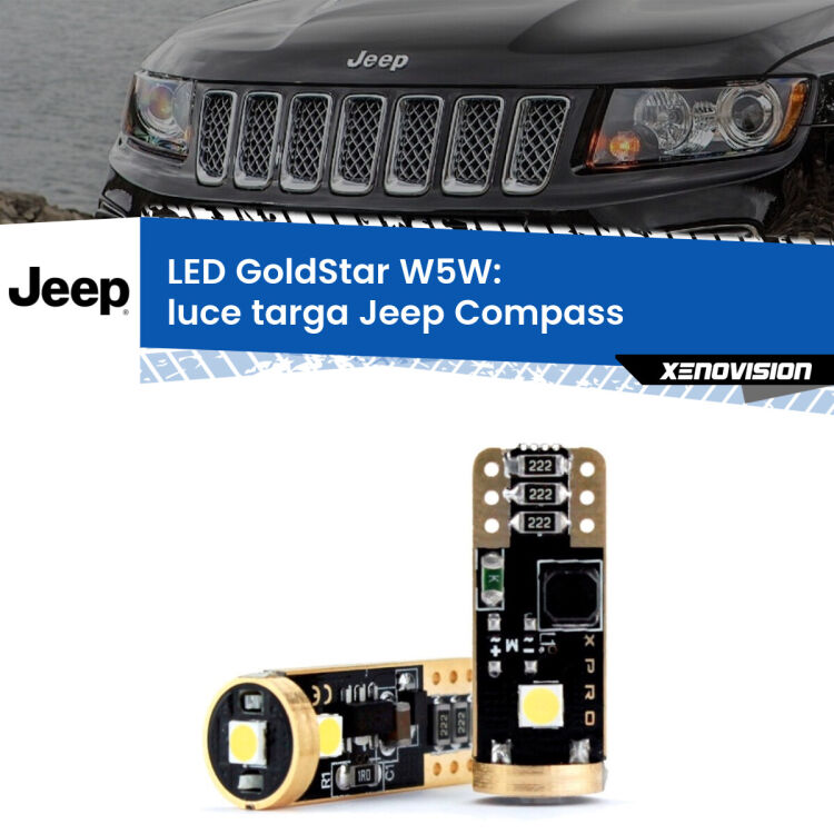 <strong>Luce Targa LED Jeep Compass</strong>  2006 - 2016: ottima luminosità a 360 gradi. Si inseriscono ovunque. Canbus, Top Quality.