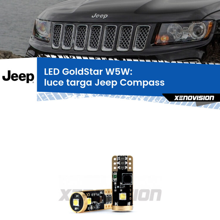 <strong>Luce Targa LED Jeep Compass</strong>  2006 - 2016: ottima luminosità a 360 gradi. Si inseriscono ovunque. Canbus, Top Quality.