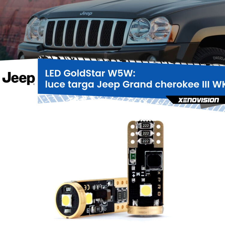 <strong>Luce Targa LED Jeep Grand cherokee III</strong> WK 2005 - 2010: ottima luminosità a 360 gradi. Si inseriscono ovunque. Canbus, Top Quality.