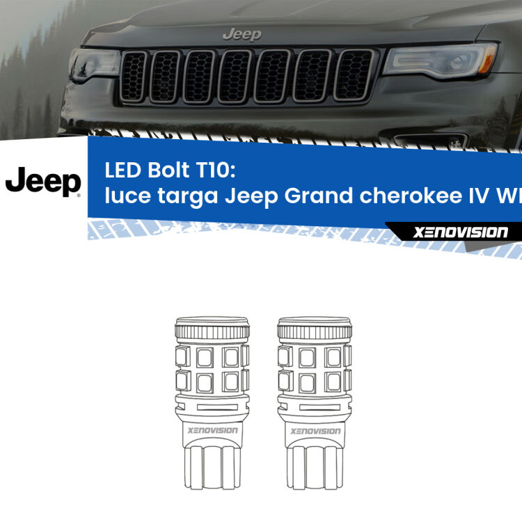 <strong>Luce Targa LED per Jeep Grand cherokee IV</strong> WK2 2011 - 2020. Coppia lampade <strong>T10</strong> modello Bolt canbus.