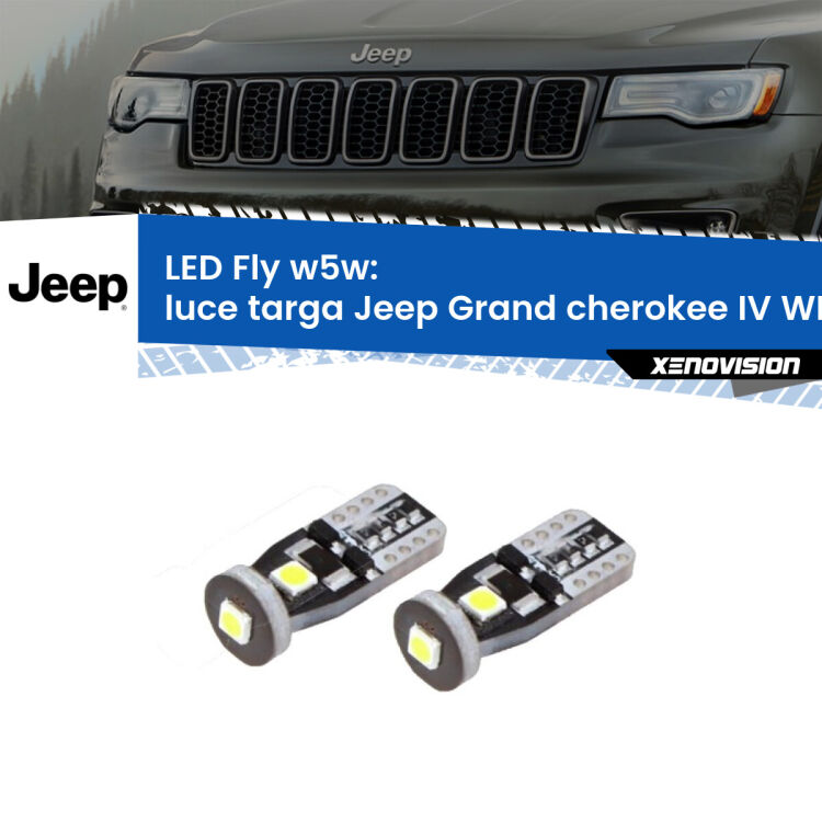 <strong>luce targa LED per Jeep Grand cherokee IV</strong> WK2 2011 - 2020. Coppia lampadine <strong>w5w</strong> Canbus compatte modello Fly Xenovision.