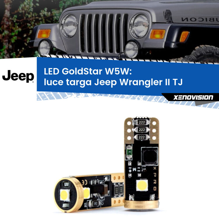 <strong>Luce Targa LED Jeep Wrangler II</strong> TJ 1996 - 2005: ottima luminosità a 360 gradi. Si inseriscono ovunque. Canbus, Top Quality.