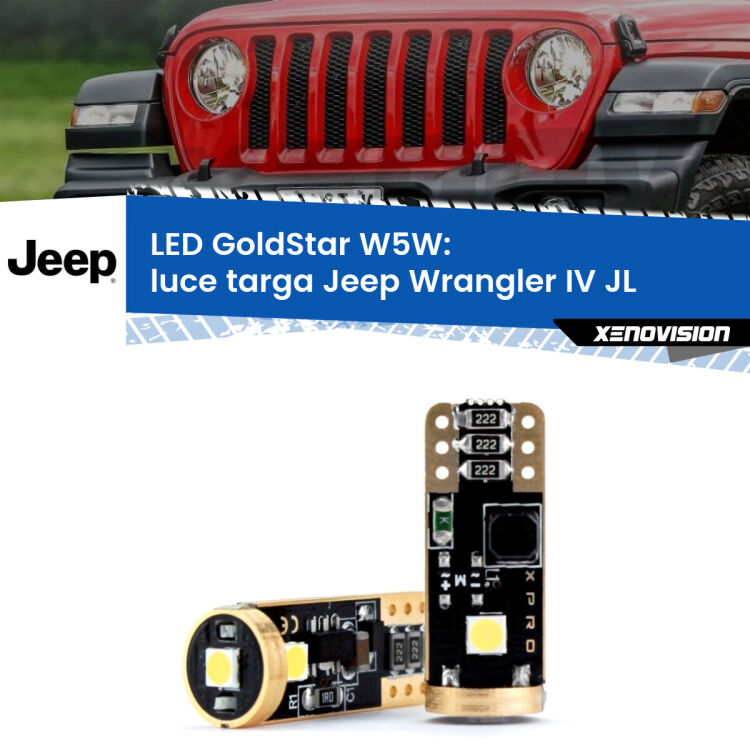 <strong>Luce Targa LED Jeep Wrangler IV</strong> JL 2017 in poi: ottima luminosità a 360 gradi. Si inseriscono ovunque. Canbus, Top Quality.