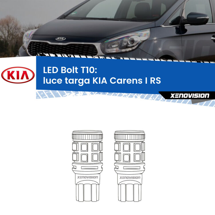 <strong>Luce Targa LED per KIA Carens I</strong> RS 1999 - 2005. Coppia lampade <strong>T10</strong> modello Bolt canbus.