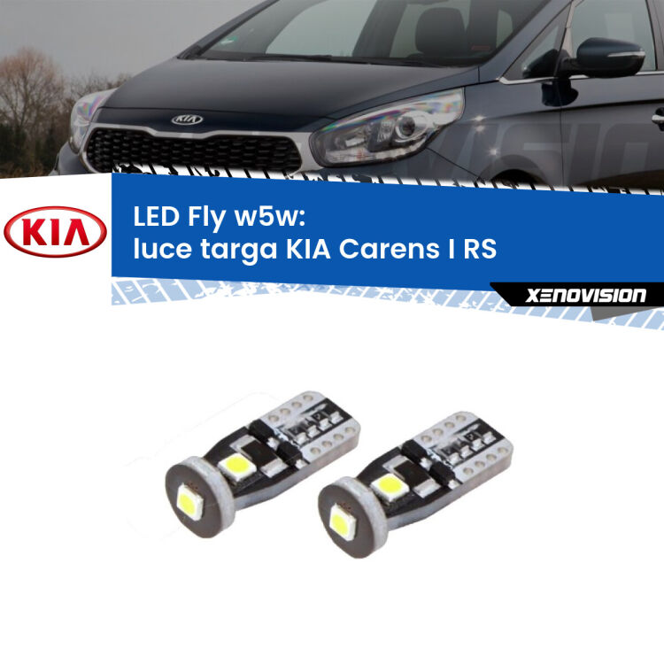 <strong>luce targa LED per KIA Carens I</strong> RS 1999 - 2005. Coppia lampadine <strong>w5w</strong> Canbus compatte modello Fly Xenovision.