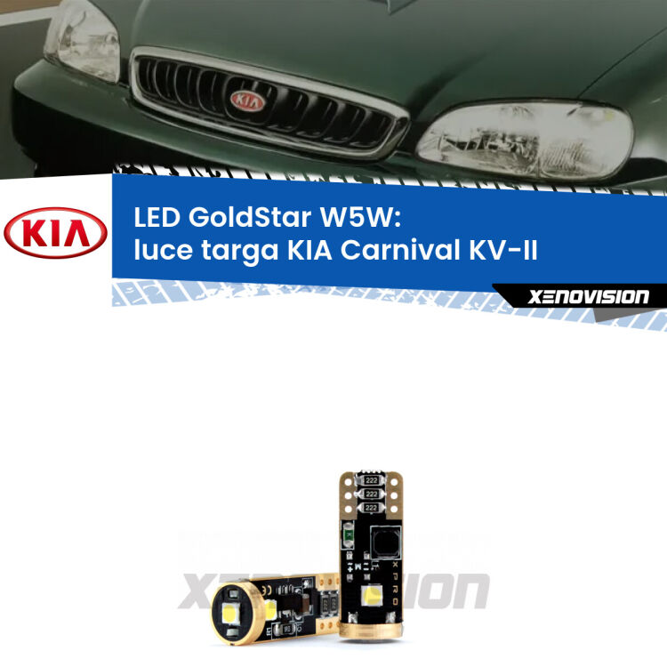 <strong>Luce Targa LED KIA Carnival</strong> KV-II 1998 - 2004: ottima luminosità a 360 gradi. Si inseriscono ovunque. Canbus, Top Quality.