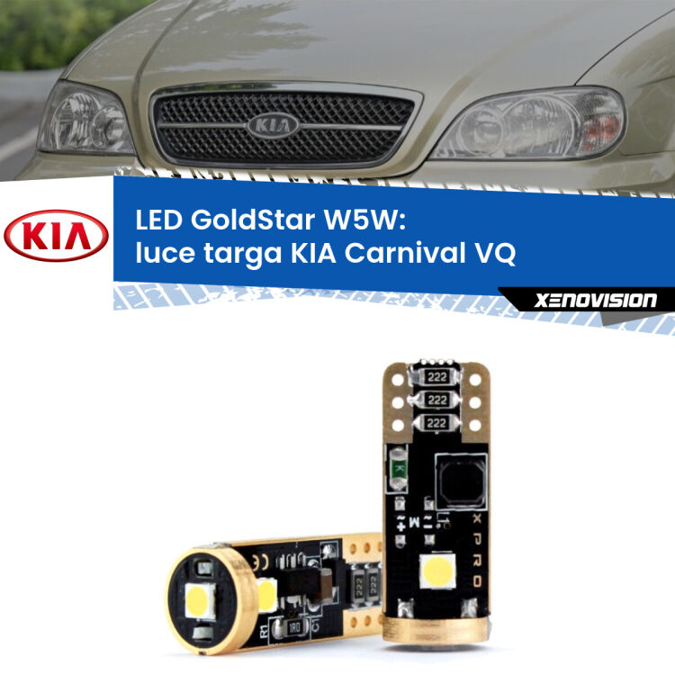 <strong>Luce Targa LED KIA Carnival</strong> VQ 2005 - 2013: ottima luminosità a 360 gradi. Si inseriscono ovunque. Canbus, Top Quality.