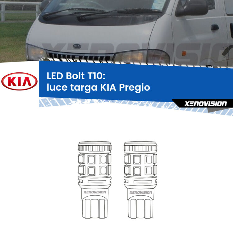 <strong>Luce Targa LED per KIA Pregio</strong>  1995 - 2006. Coppia lampade <strong>T10</strong> modello Bolt canbus.