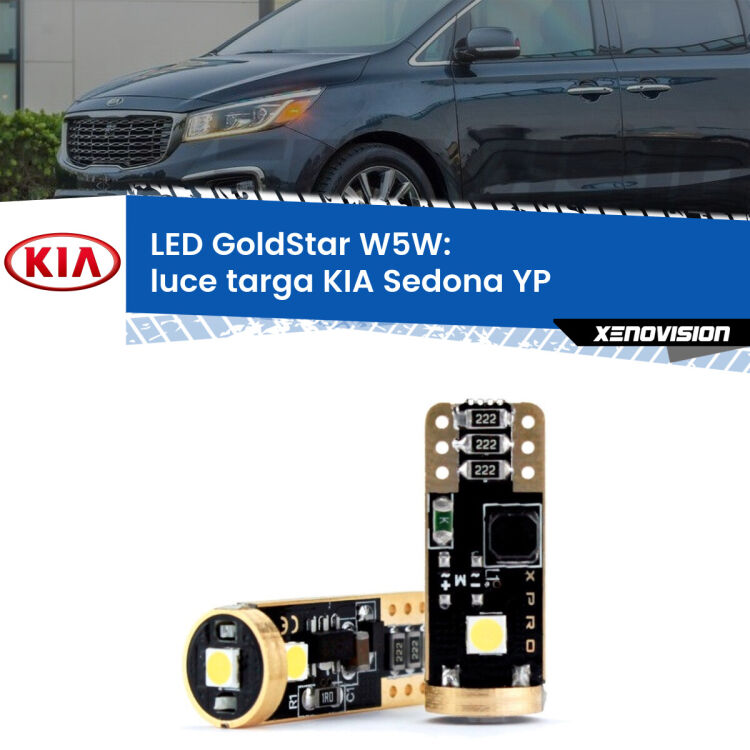 <strong>Luce Targa LED KIA Sedona</strong> YP 2014 in poi: ottima luminosità a 360 gradi. Si inseriscono ovunque. Canbus, Top Quality.