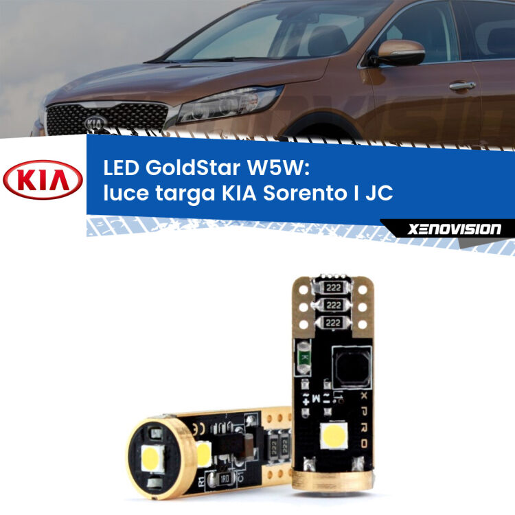 <strong>Luce Targa LED KIA Sorento I</strong> JC 2002 - 2008: ottima luminosità a 360 gradi. Si inseriscono ovunque. Canbus, Top Quality.