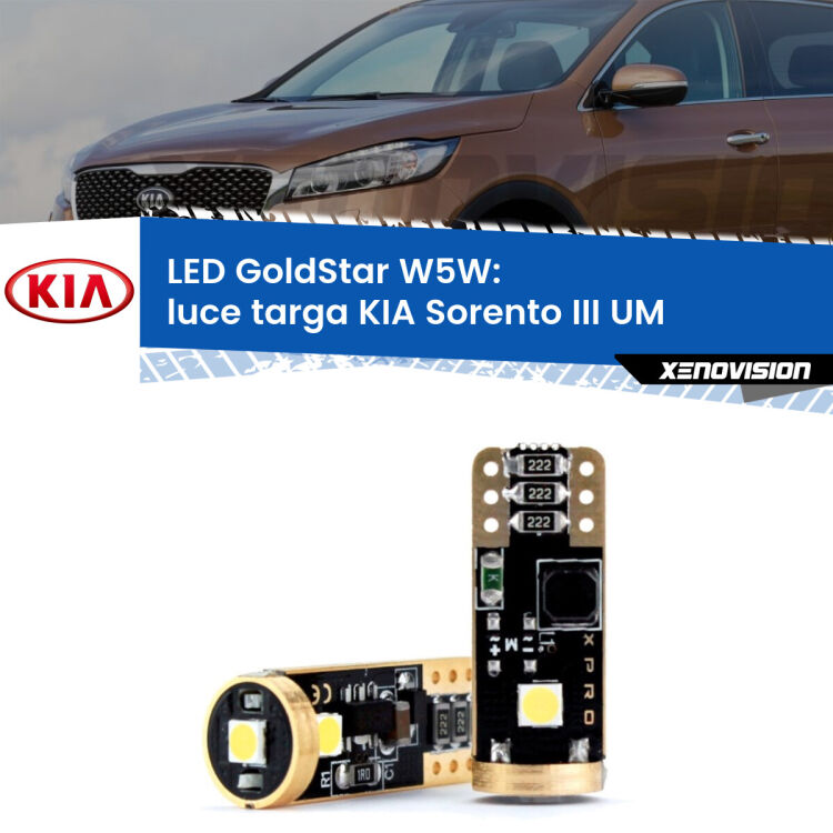 <strong>Luce Targa LED KIA Sorento III</strong> UM 2015 in poi: ottima luminosità a 360 gradi. Si inseriscono ovunque. Canbus, Top Quality.