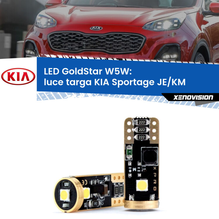 <strong>Luce Targa LED KIA Sportage</strong> JE/KM 2004 - 2009: ottima luminosità a 360 gradi. Si inseriscono ovunque. Canbus, Top Quality.