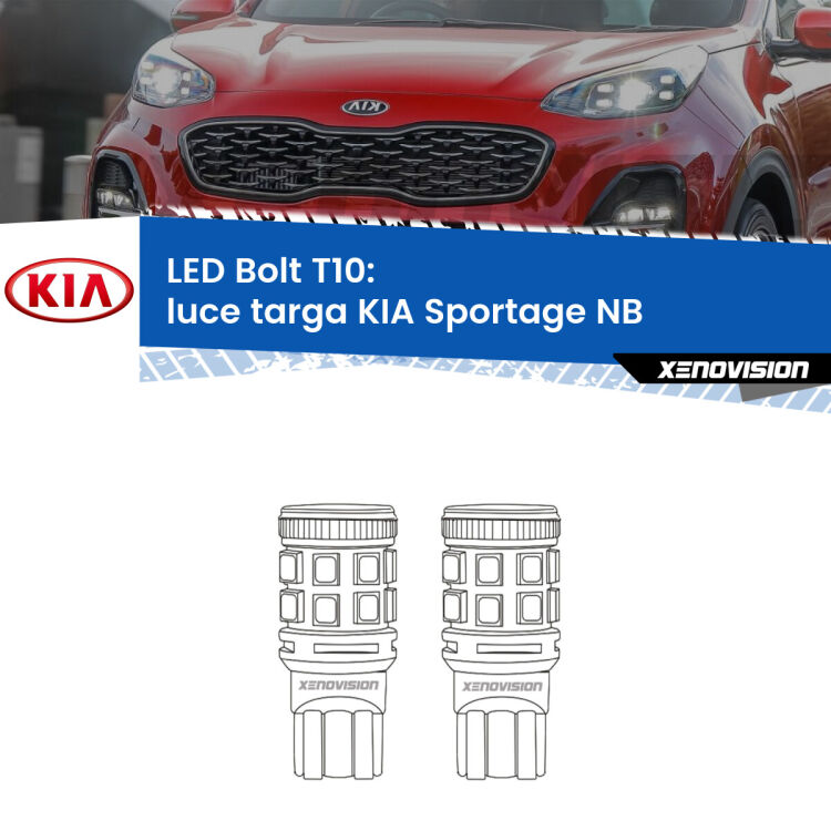 <strong>Luce Targa LED per KIA Sportage</strong> NB 1993 - 2003. Coppia lampade <strong>T10</strong> modello Bolt canbus.