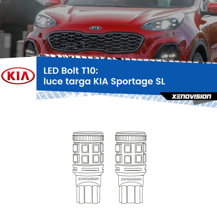 <strong>Luce Targa LED per KIA Sportage</strong> SL 2010 - 2014. Coppia lampade <strong>T10</strong> modello Bolt canbus.