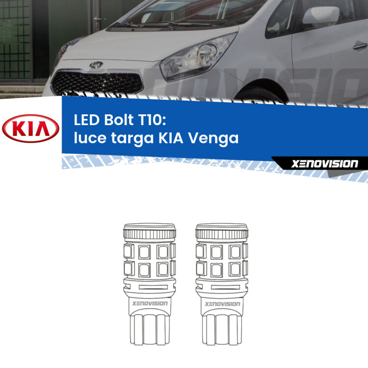 <strong>Luce Targa LED per KIA Venga</strong>  2010 - 2019. Coppia lampade <strong>T10</strong> modello Bolt canbus.