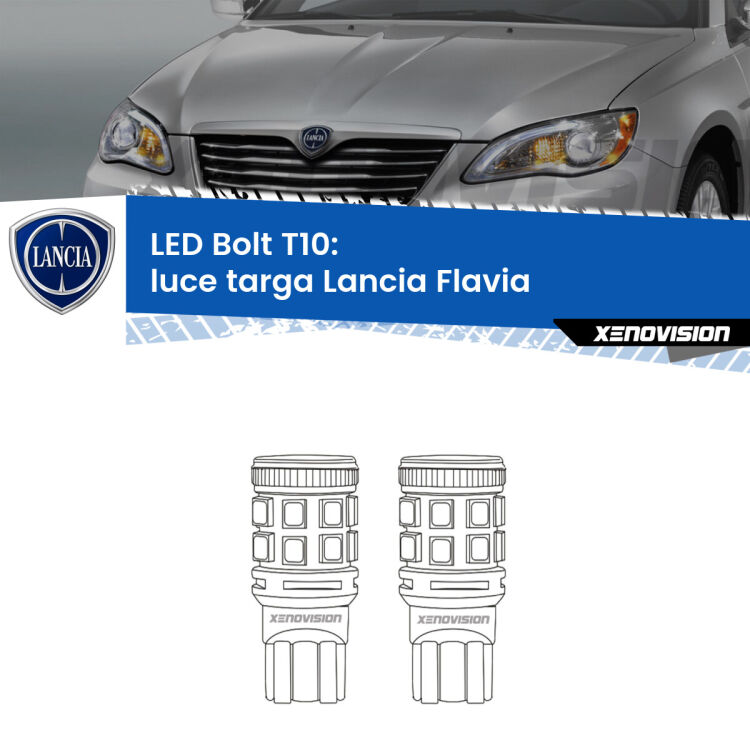 <strong>Luce Targa LED per Lancia Flavia</strong>  2012 - 2014. Coppia lampade <strong>T10</strong> modello Bolt canbus.