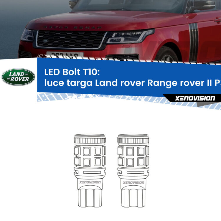 <strong>Luce Targa LED per Land rover Range rover II</strong> P38A 1994 - 2002. Coppia lampade <strong>T10</strong> modello Bolt canbus.