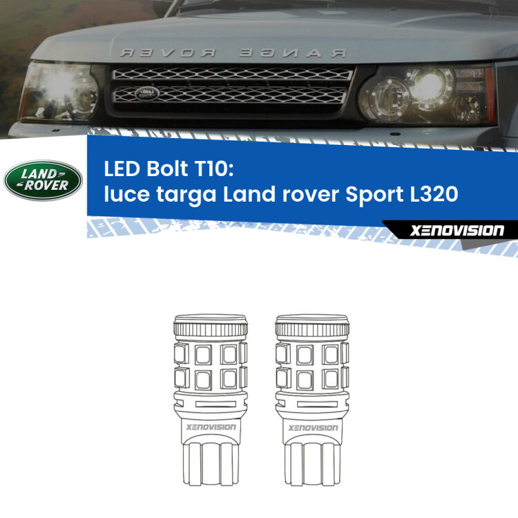 <strong>Luce Targa LED per Land rover Sport</strong> L320 2005 - 2013. Coppia lampade <strong>T10</strong> modello Bolt canbus.