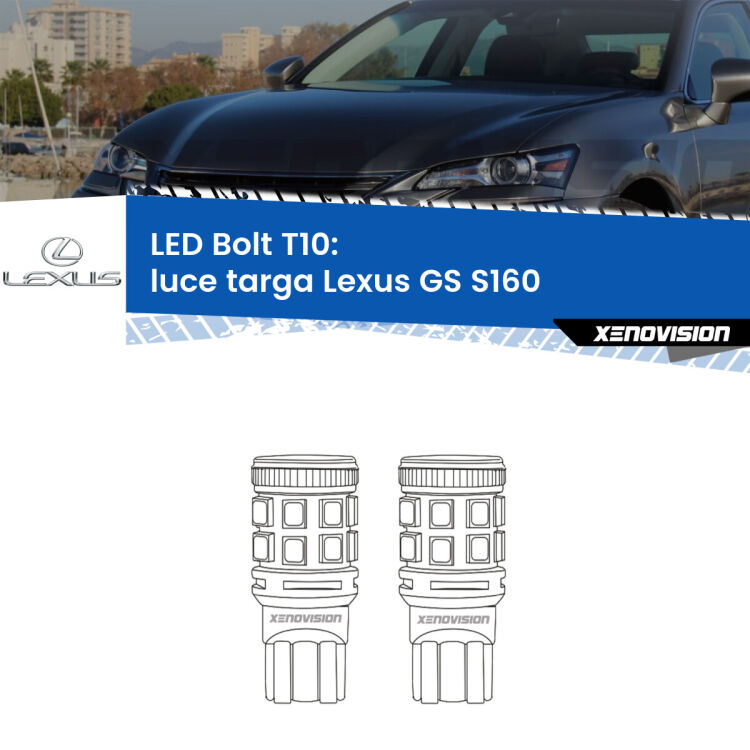 <strong>Luce Targa LED per Lexus GS</strong> S160 1997 - 2005. Coppia lampade <strong>T10</strong> modello Bolt canbus.