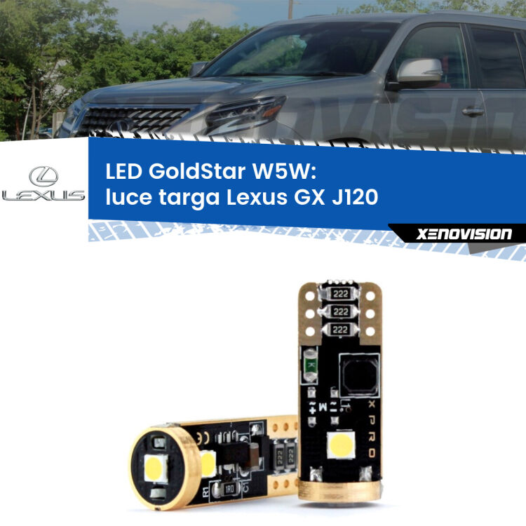 <strong>Luce Targa LED Lexus GX</strong> J120 2001 - 2009: ottima luminosità a 360 gradi. Si inseriscono ovunque. Canbus, Top Quality.