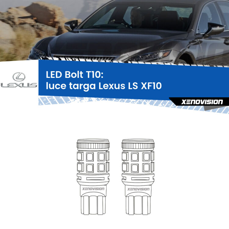 <strong>Luce Targa LED per Lexus LS</strong> XF10 1989 - 1994. Coppia lampade <strong>T10</strong> modello Bolt canbus.