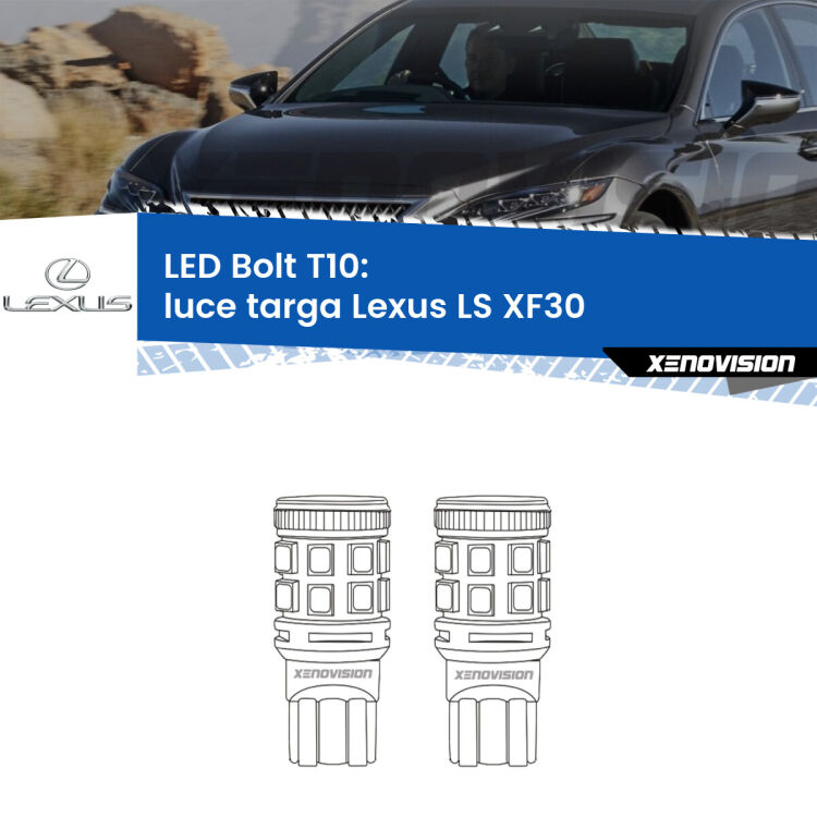 <strong>Luce Targa LED per Lexus LS</strong> XF30 2000 - 2006. Coppia lampade <strong>T10</strong> modello Bolt canbus.